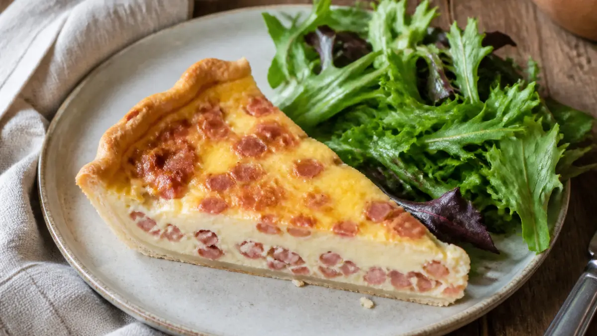 Quiche lorraine express en 30 minutes : ingrédients basiques et sans fromage pour moins de 5 € par part