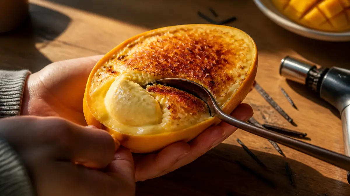 Dessert vanillé tropical : la surprise cachée sous une croûte caramélisée
