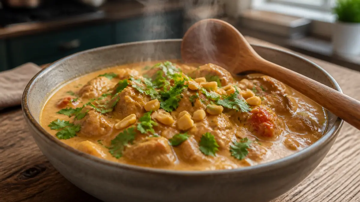 Poulet au beurre de cacahuète et lait de coco : un voyage en bouche
