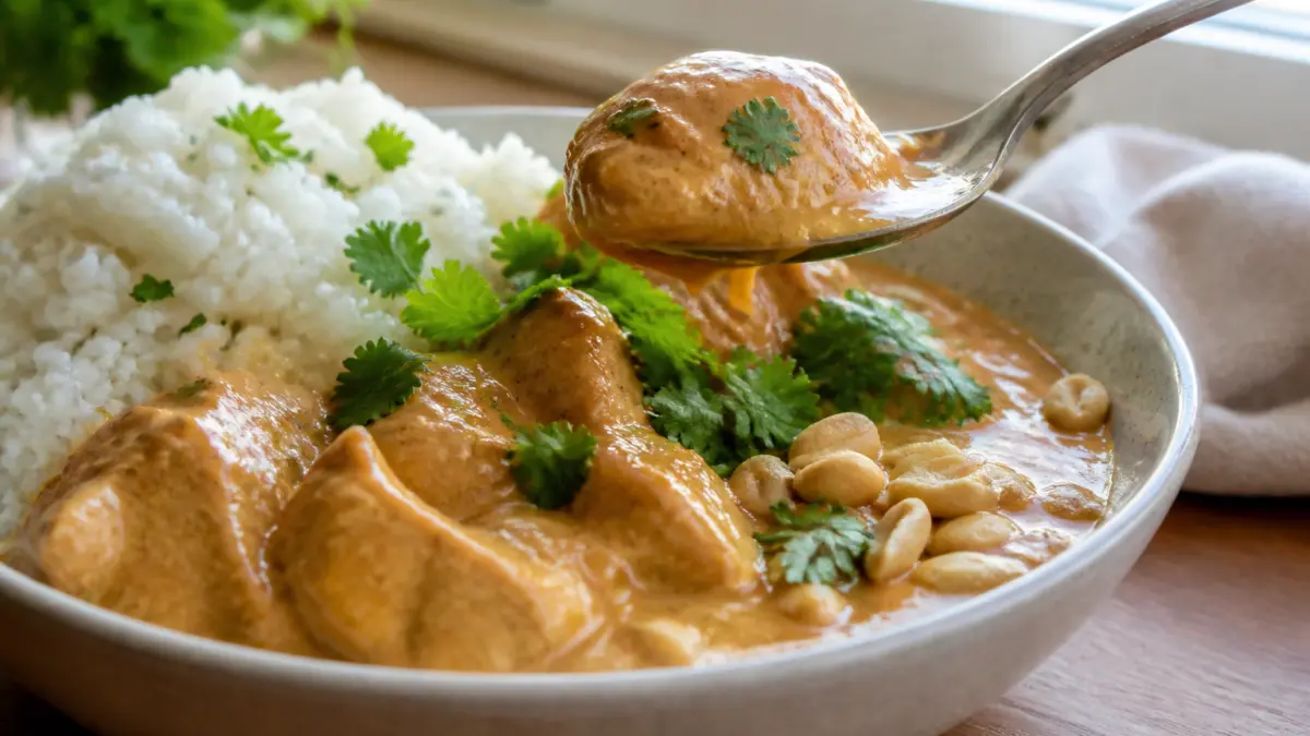Poulet au beurre de cacahuète et lait de coco : un voyage en bouche